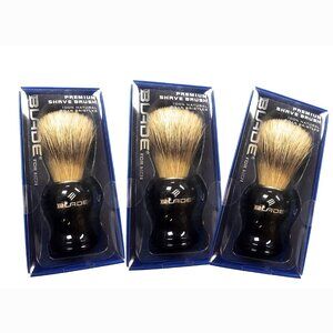 Lot of 3 ** PREMIUM SHAVER Brush 100% Natural Boar Bristles NIB * BLADE for Men